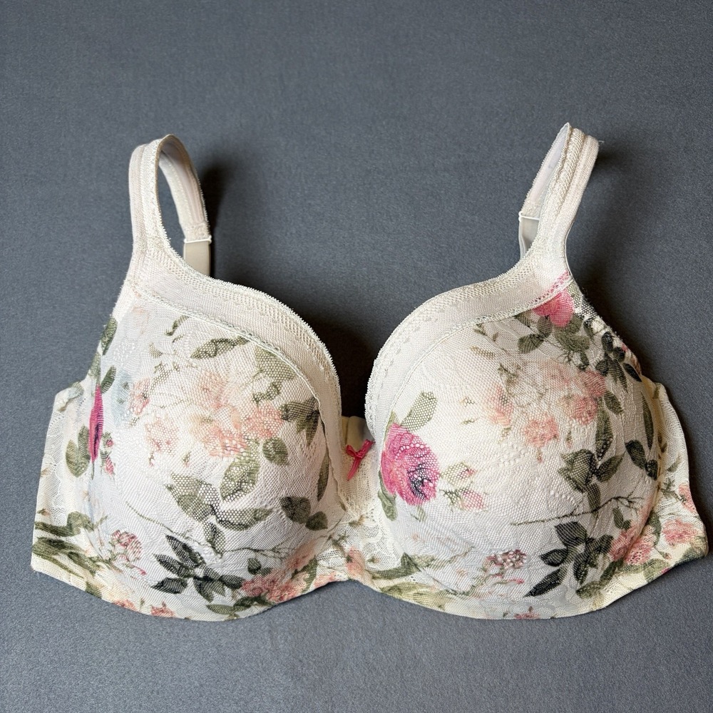 Lane Bryant Cacique Underwire Floral Lace Lightly Lined Balconette Bra 42DDD